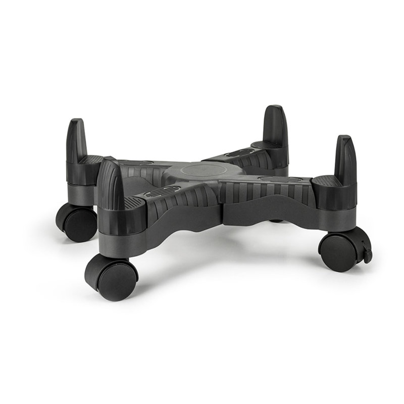 Adjustable Black Mobile CPU Stand with Swivel Casters