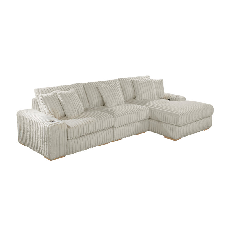Canapé modulaire réversible à rayures Puffy, Fumée