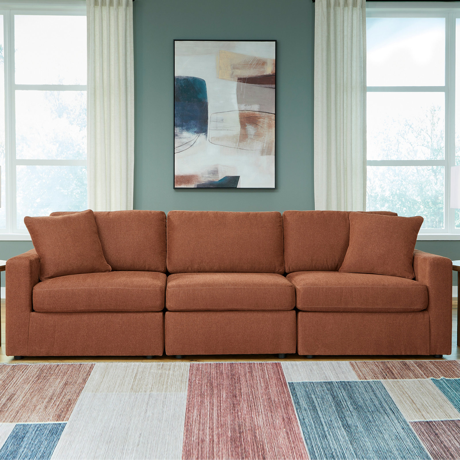 Bulwell Sofa, Brown, 36" H x 108" W x 37"D, 3