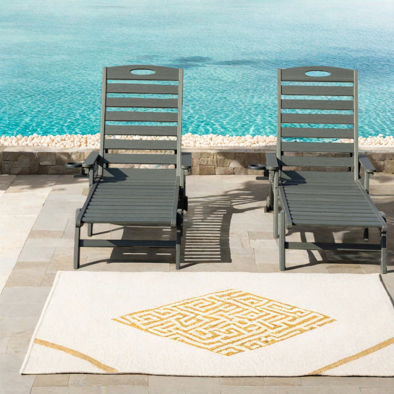 Méridiennes de patio réglables réglables, ensemble de 2 chaises longues au bord de la piscine, gris