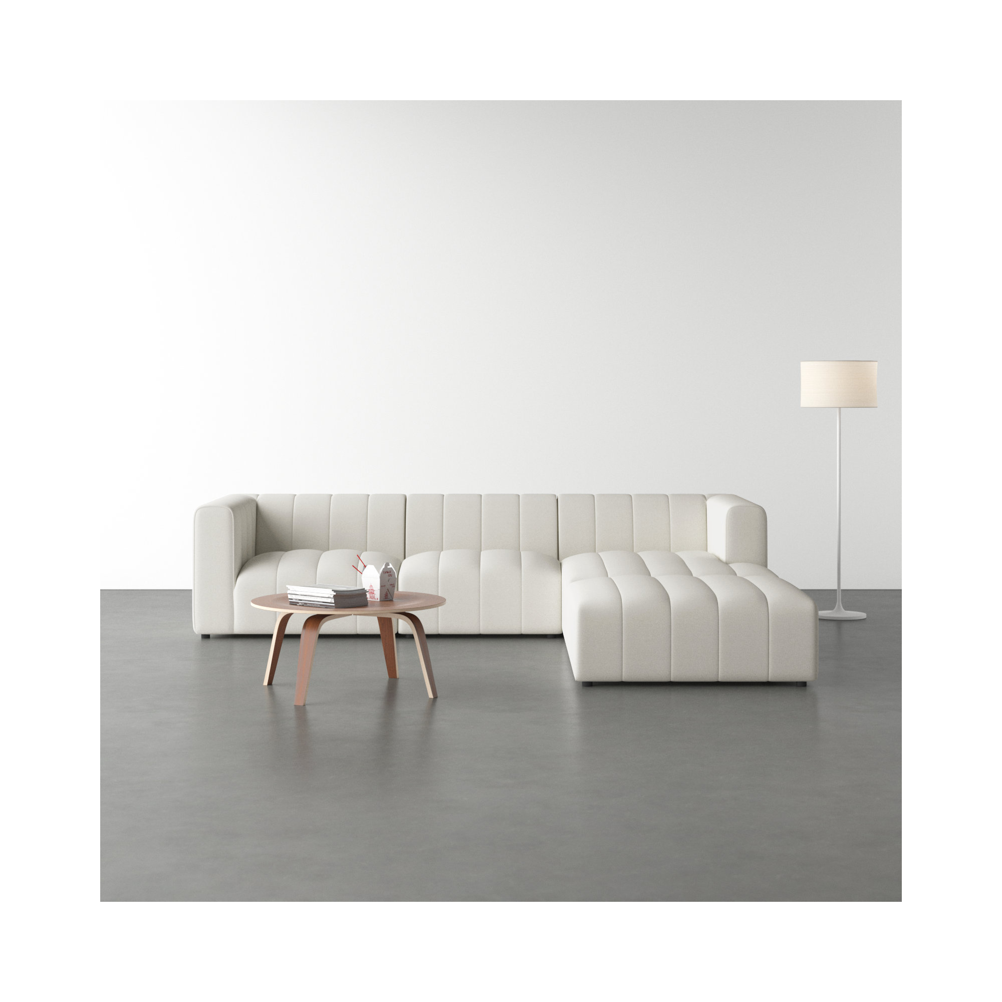 Bowry 110" Wide Sofa & Chaise with Ottoman, Fayette Cloud Polyester Blend, Right Hand Facing