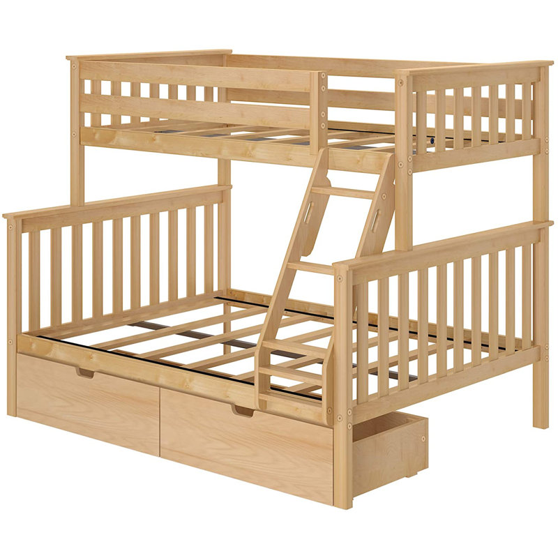 Bolles Kids Bunk Bed with Drawers, Natural, Twin over Twin