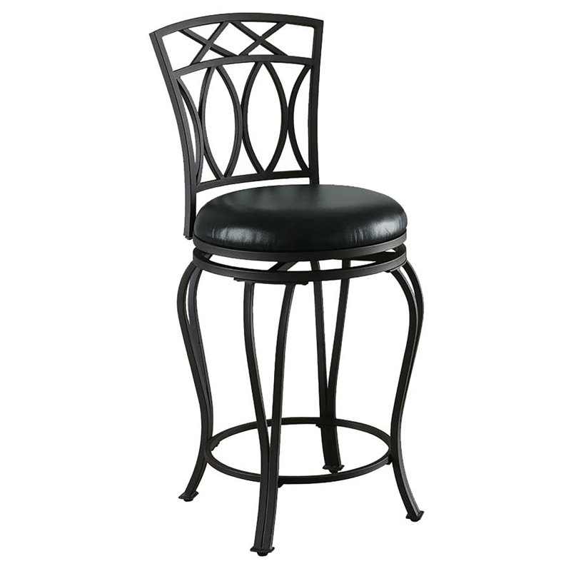 Tabouret pivotant noir à hauteur de comptoir avec siège rembourré