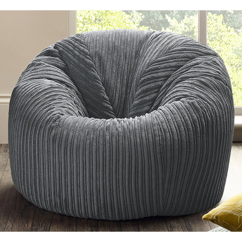Corduroy Refillable Classic Bean Bag, Grey