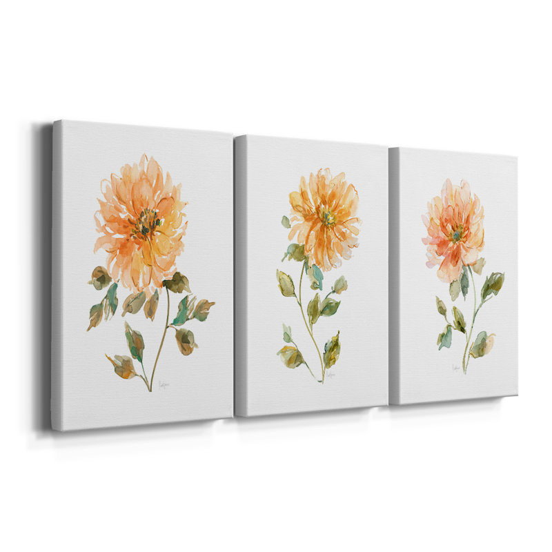 Bright Botanical I - Toile tendue avec châssis sur mesure - 3 pièces, H 27 po x l 54 po