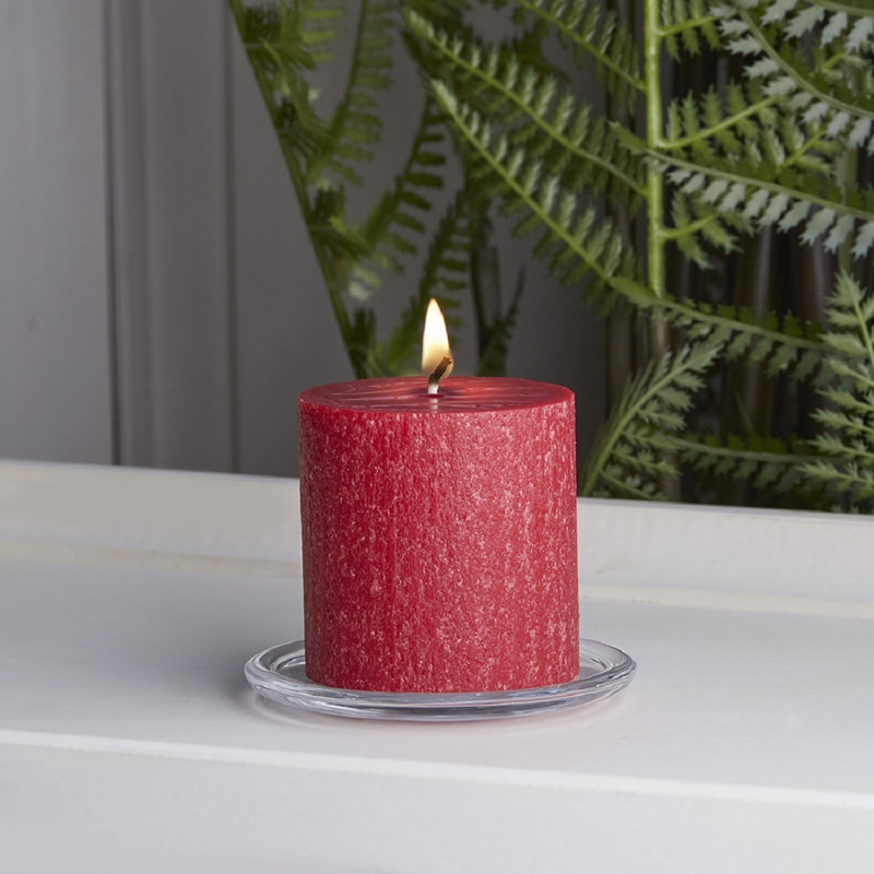 Bougie colonne non parfumée Timberline, H 3 po x l 3 po x P 3 po, Rouge