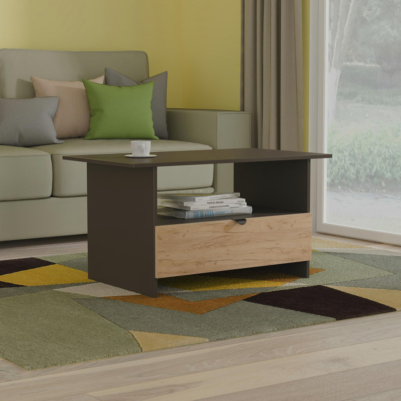 Sunehri Coffee Table with Storage, Black/Oak