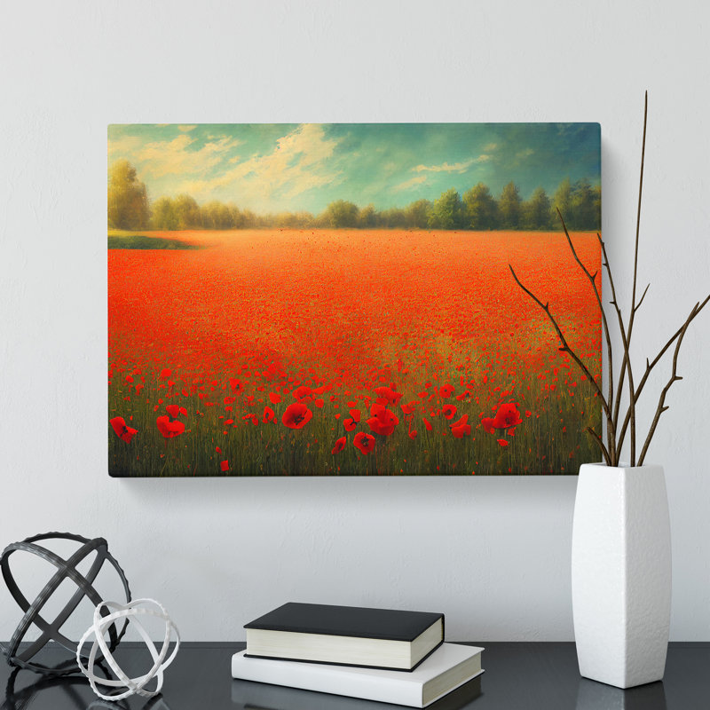 Radiant Poppies Flowers - Wrapped Canvas, 40cm H x 60cm W x 3cm D
