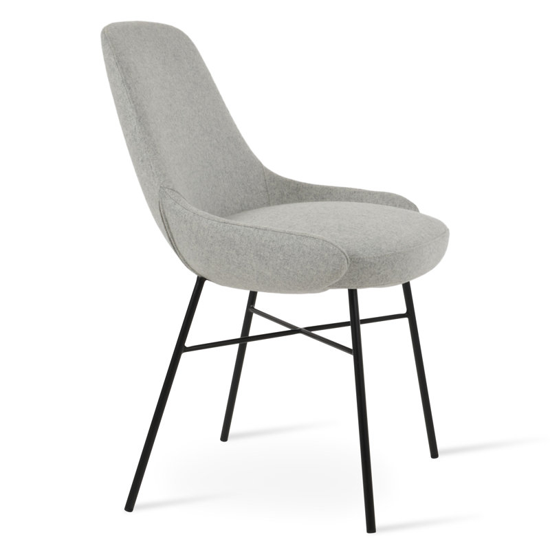 Gazel Cross Side Chair, Dark Gray, Black