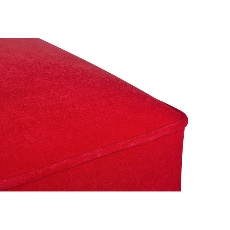 Élégant pouf rouge avec cadre en bois de sapin massif, 16,1 po x 17,3 po x 16,1 po | Tissu 100% polyester facile à nettoyer, mousse 32% pour plus de confort | Décoration parfaite pour le salon, la chambre à coucher ou le bureau