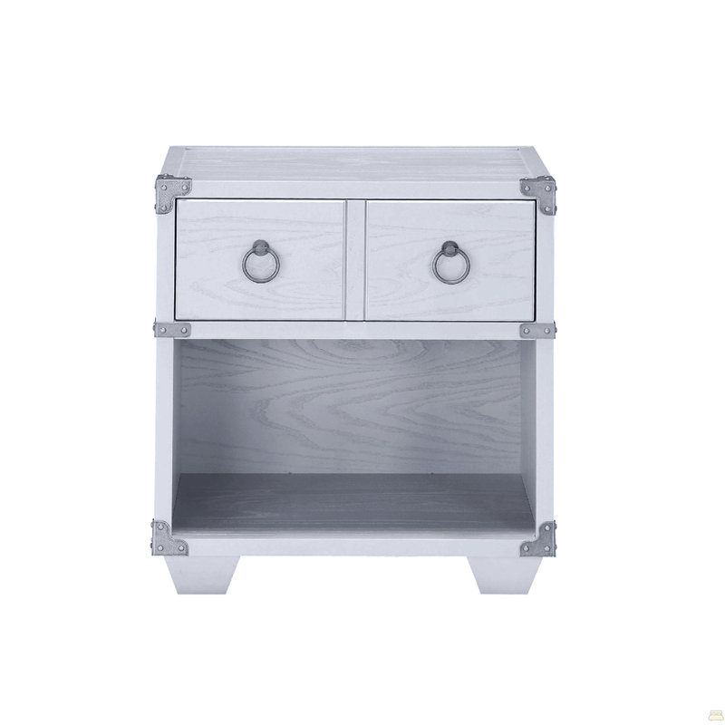 Table de chevet 1 tiroir avec un compartiment ouvert au fini gris