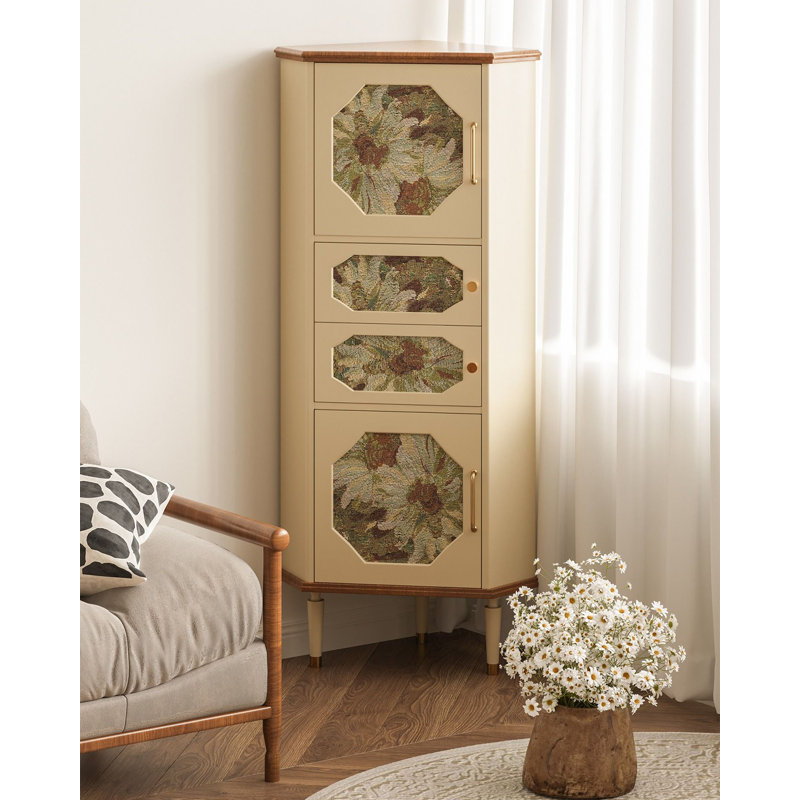 French Retro Oak Corner Cabinet