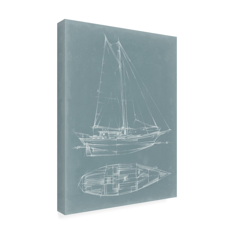 Toile extérieure Ethan Harper «Ua Ch Yacht Sketches III», H 19 po x l 14 po x P 1,5 po