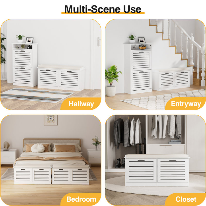 Philemon Upholstered Storage Bench, White