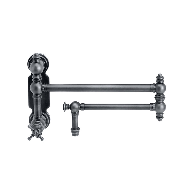 Traditional Wall Mounted Potfiller - Cross Handle, Matte Black