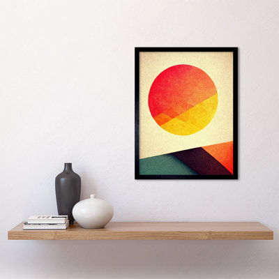 Minimal Sunset Retro Sun Planet Gradient - Picture Frame Rectangle Print
