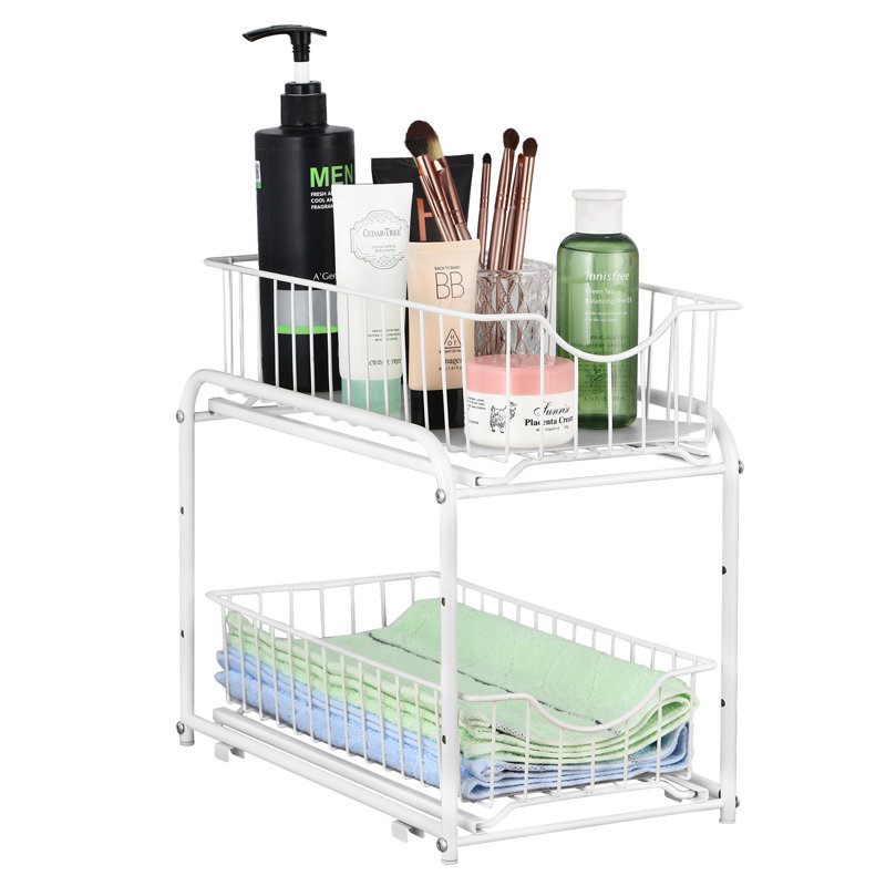 Organisateur de meuble-lavabo à 2 niveaux blanc