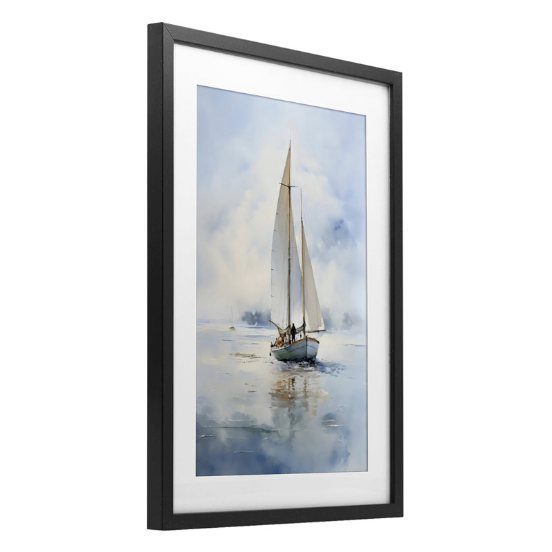 «Clouded Ocean Waves», impression sous verre encadrée par LSR Design Studio, H 20 po x l 14 po, Cadre noir minuit