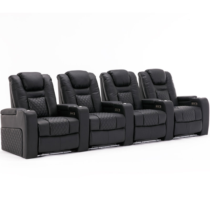 Mehrtens Broadway 4 Seater Electric Recliner Cinema Sofa, Black