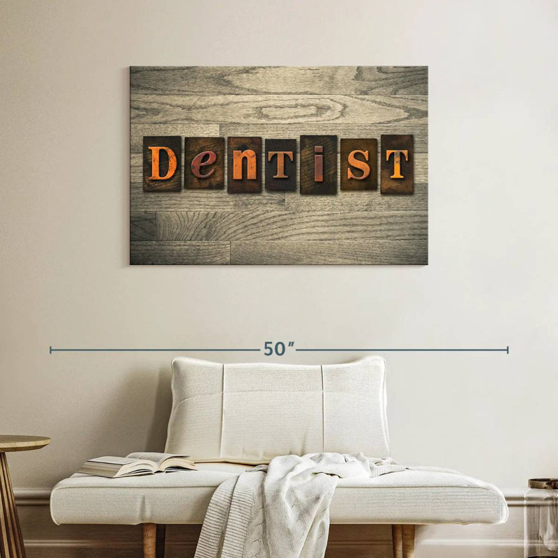 Alcaraz, dentiste, typographie, H 26 po x l 39 po