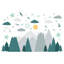Grey Mountains With Glowing Stars Self Adhesive Wall Sticker