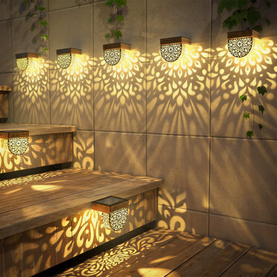 6 Packs Solar Fence Lights Outdoor , IP65 Waterproof,，Fence Lights Solar Powered, LED Solar Powered Warm Yellow Decorative Lighting  For Backyard,Garden,Fence,Wall,Deck,Stairs