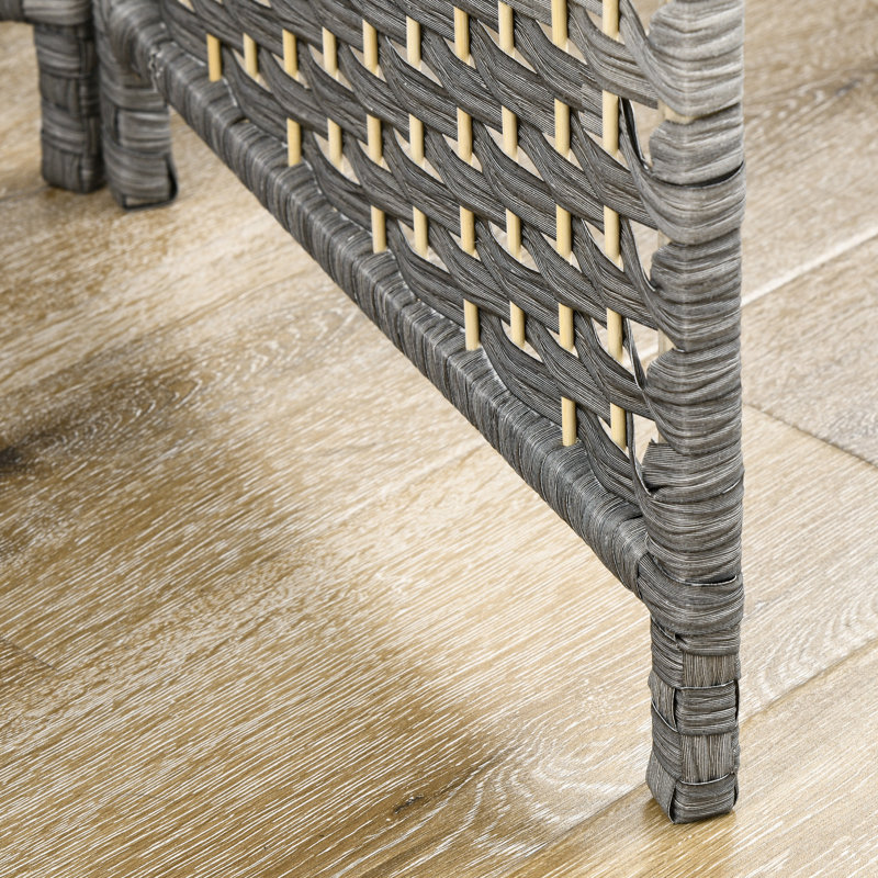 Cloison pliante en bois massif Sharod, Gris, H 70,9 po x l 106,3 po 