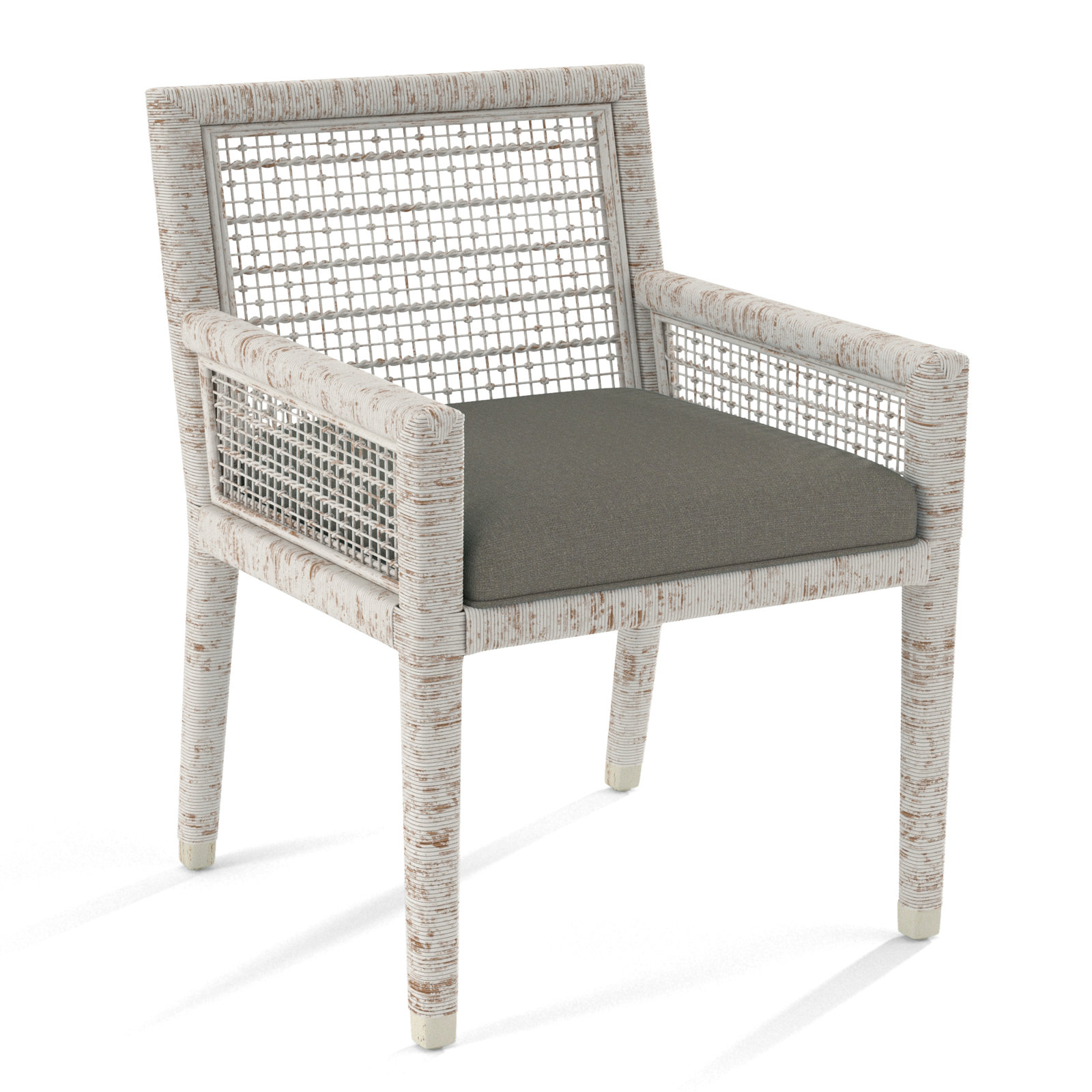 Glinda Dining Armchair, Gray Sugar Performance; 0863-84, Antique Frost White