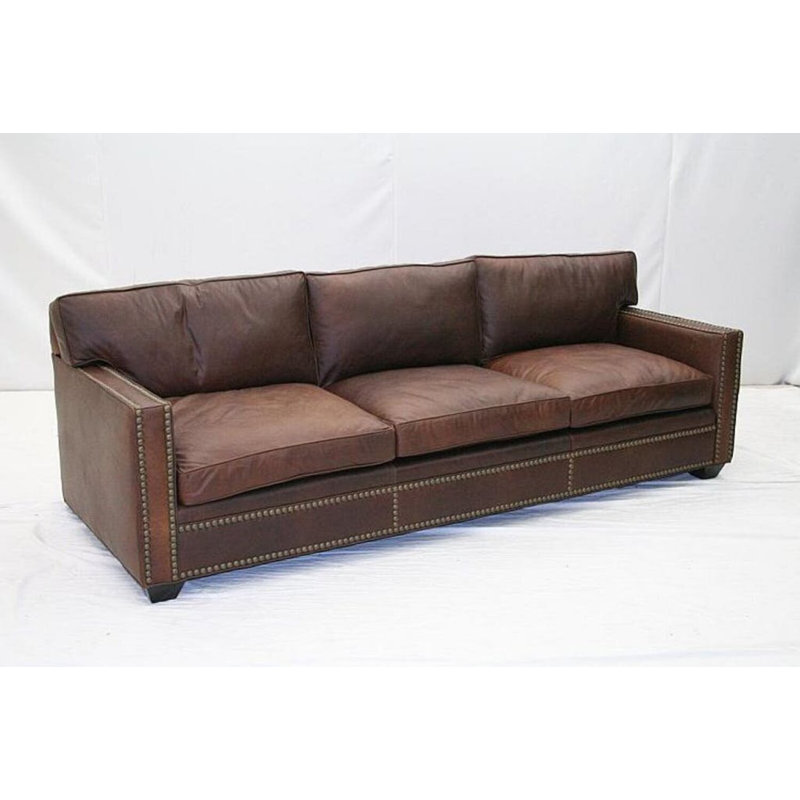 Leather Sofa, Hair Hide Black/White, Brushy Bayou, Old Gold E