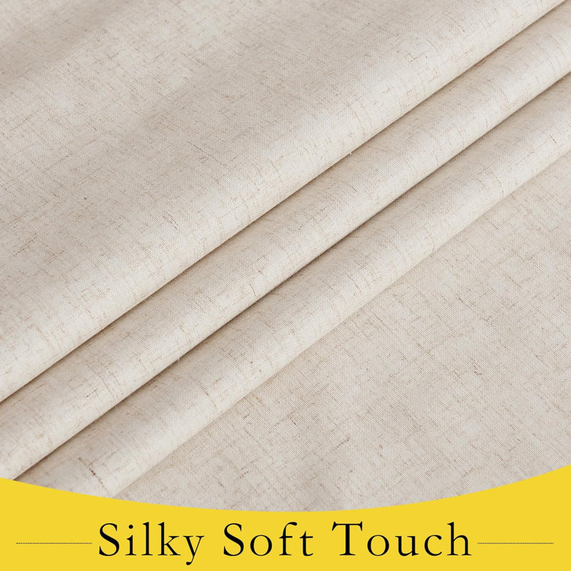 Linen French Door Curtains, Privacy Curtains for Window, Thermal Insulated Blackout Front Door Shade for Glass, 100% Blackout Tie Up Shades Covering, 1 Panel