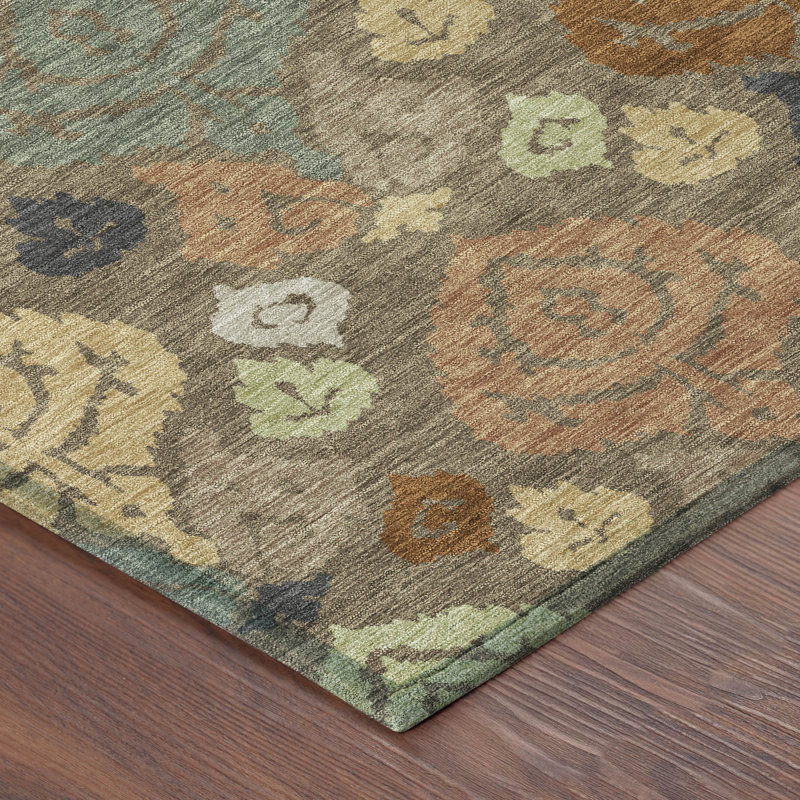 Machine Washable Indoor/Outdoor Chantille ACN2460 Damask Rug, Chocolate, 5' x 7'6"