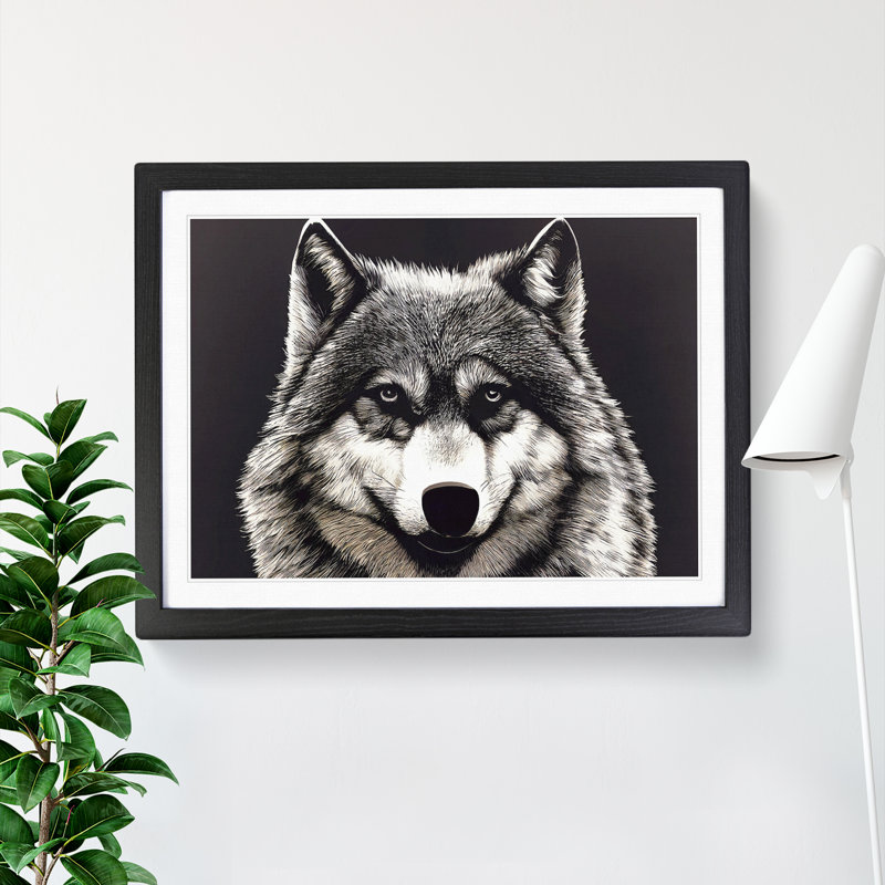 Face Of The Wolf Vol.4 - Single Picture Frame Painting, Black, 34cm H x 46cm W x 2cm D