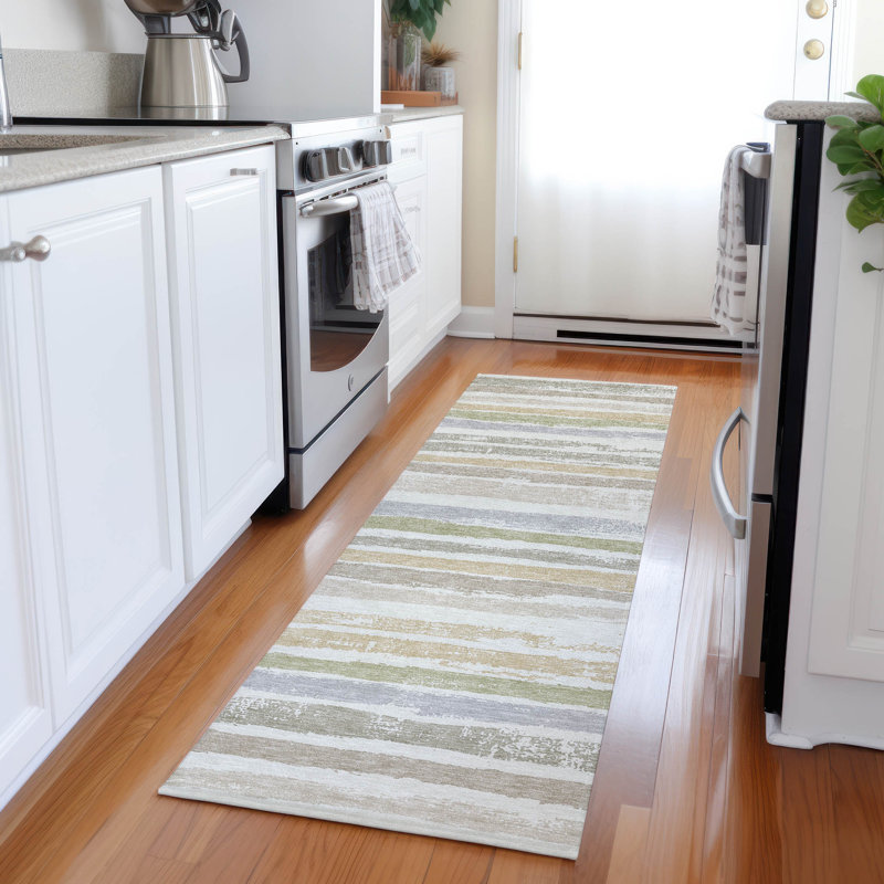 Machine Washable Indoor/Outdoor Chayden ACN1019 Ivory Rug, Runner 2'3" x 7'6"