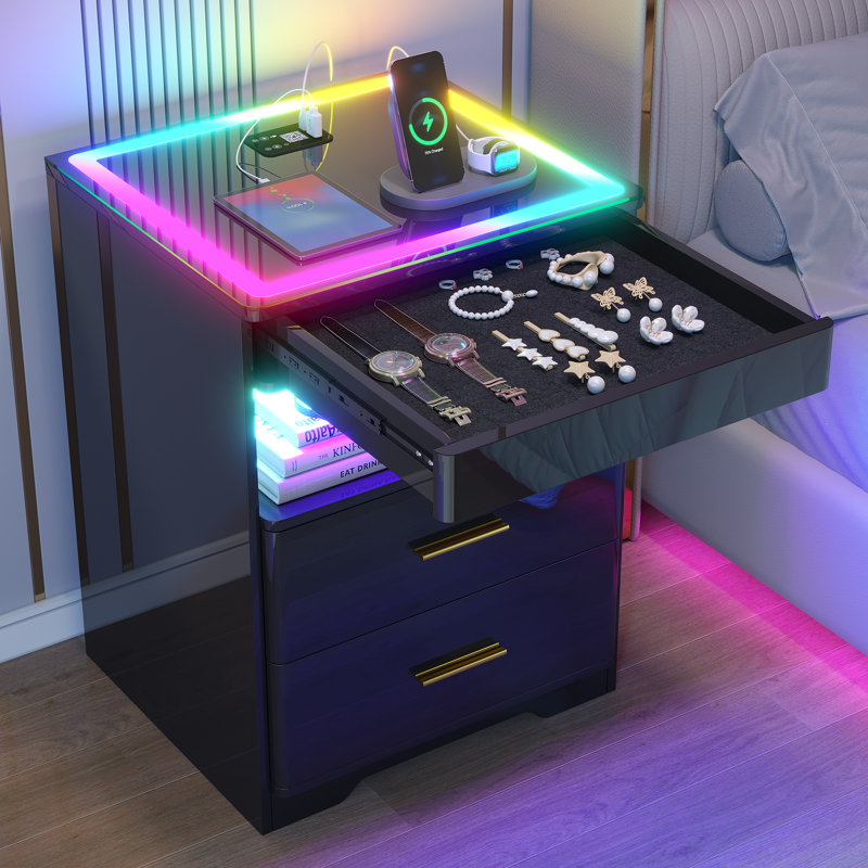 45cm W Bedside Table, Black