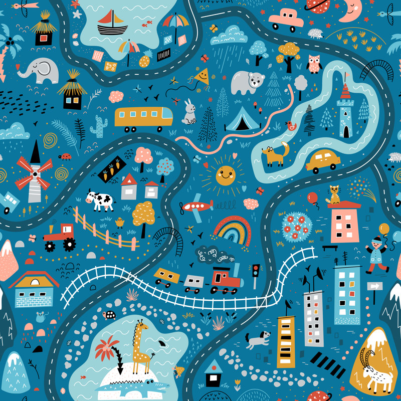 Baby Land Map Vector by AllNikArt - Wrapped Canvas Print, 30cm H x 30cm W x 3.8cm D