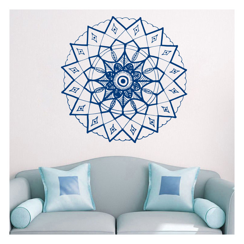 Adhésif décoratif mandala yoga, H 20 po x l 22 po, Bleu glacier
