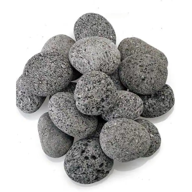 Large Tumbled Lava Stones for Fire Pits & Fireplaces – 3" x 5" Gray/Black Volcanic Rock, High-Heat Resistant Decorative Fire Media for Fire Bowls, Gas Fire Pits & Indoor/Outdoor Fire Features (20 lb. Bag)