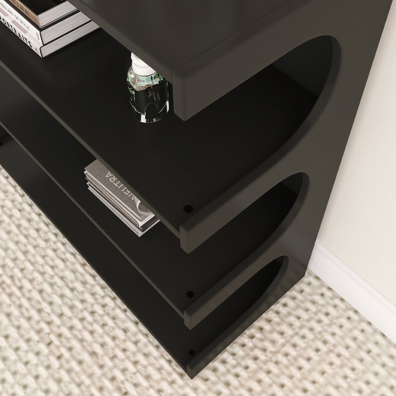 Multifunctional 4-Tier Book Shelf And Coffee Table, Black