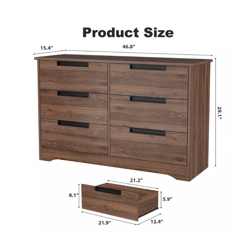 Commode 6 tiroirs pour chambre à coucher