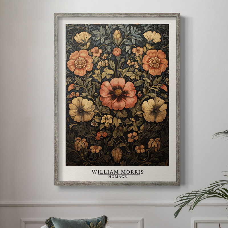 Imprimé encadré de la série II de William Morris - bois massif, H 15 po x l 12 po