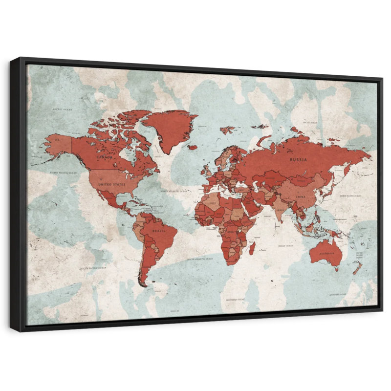 Keiri Aged World Map XII, 9" H x 13" W