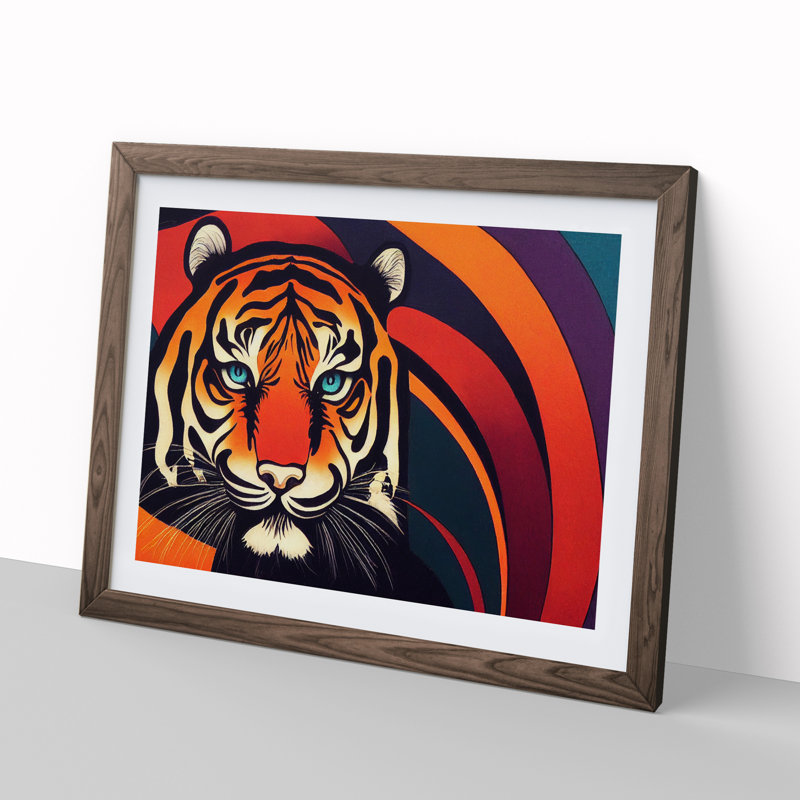 Abstract Tiger Vol.1 - Framed Print, 25cm H x 34cm W x 2cm D, Walnut