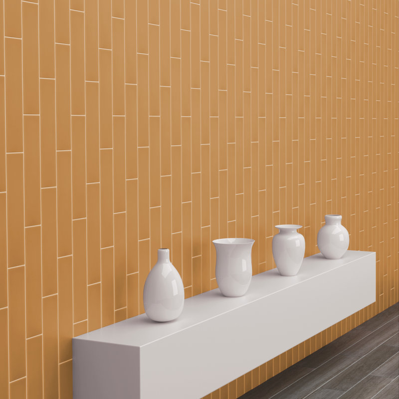 Curvaceous 3" x 12" Ceramic Wall Tile, Sunflower