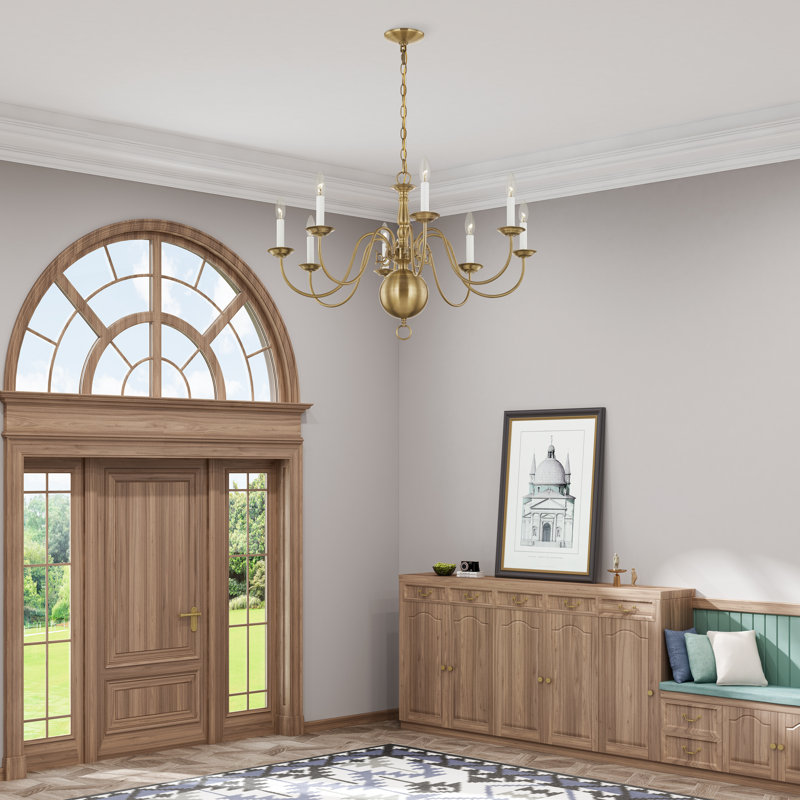 Benedetto 8 - Light Steel Classic / Traditional Chandelier, Antique Brass