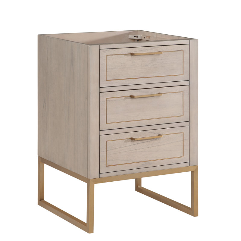 Ensemble de meuble-lavabo simple 24 po Markham, Gris cachemire, Quartz blanc, Laiton satiné
