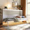 Lit escamotable moderne pliant sur le côté avec motif imprimé tendance, éclairage DEL sous le lit et prise USB intégrée - conception peu encombrante