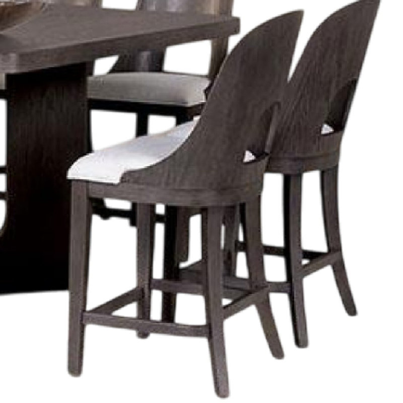 Ensemble de table de salle à manger à hauteur de comptoir Zoko, polyester, bois, Gris cendre, 7