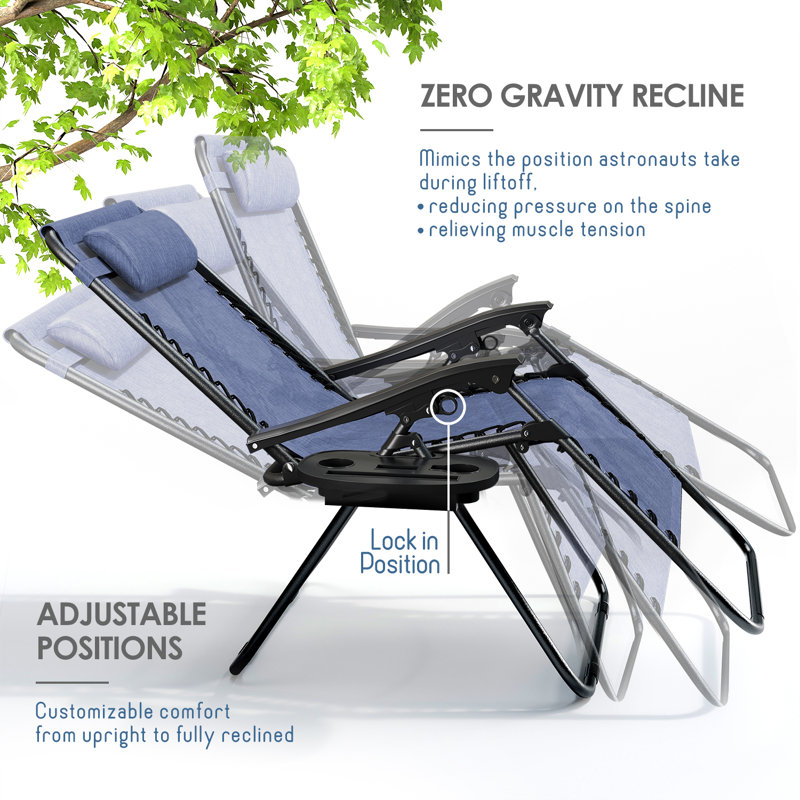 Chaises d'extérieur inclinables avec coussins et porte-gobelets Nestl, Bleu