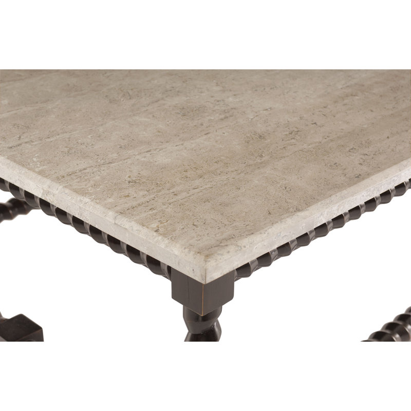 Cordova Rectangular Wood Coffee Table with Stone Top and Storage