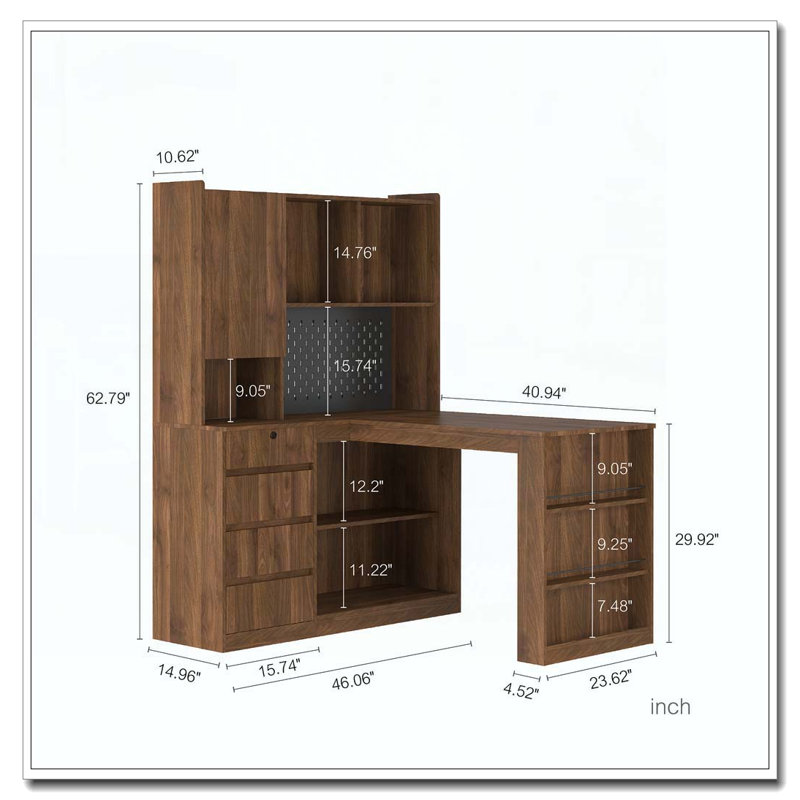 L Shaped Desk, Wood3